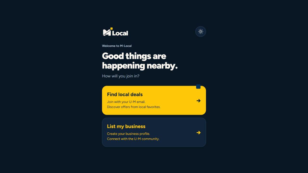 M-Local welcome interface in a historical project capture